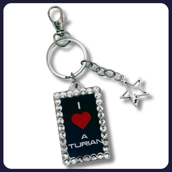 "I ❤️ A Turian" Keychain – Mass Effect (Rhinestoned)