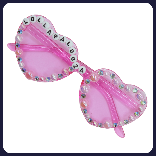 Lollapalooza Pink Heart Sunglasses – Handmade Festival Shades