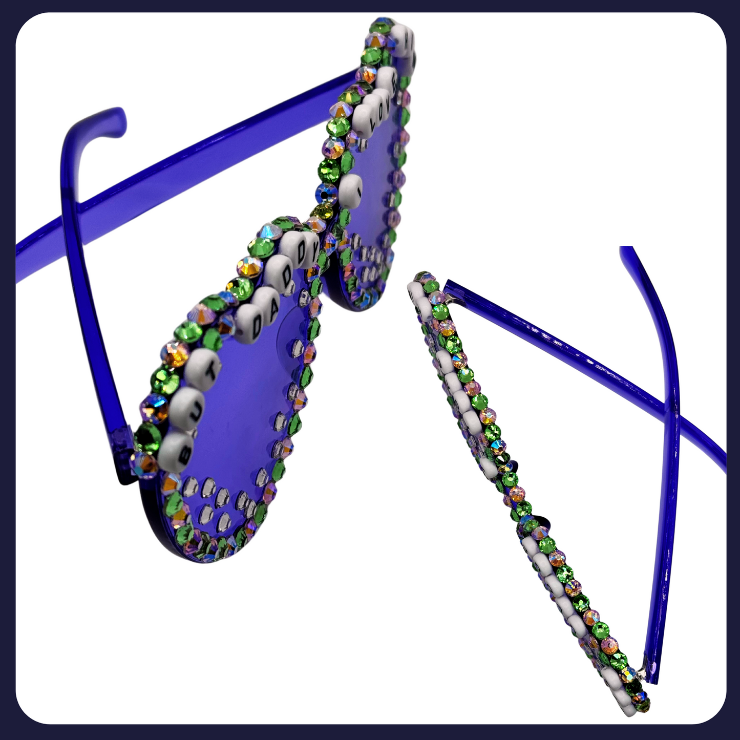 “But Daddy I Love Him” Purple Heart Sunglasses – Handmade, UV400, Extra Durable