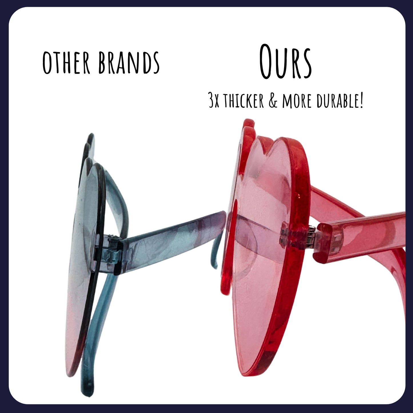 “At Last I See the Light” Purple Heart Sunglasses – Handmade, UV400, Thick Frame