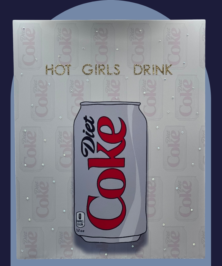 Hot Girls Drink Diet Coke β Hand-Rhinestoned Pop Culture Print (8x10)