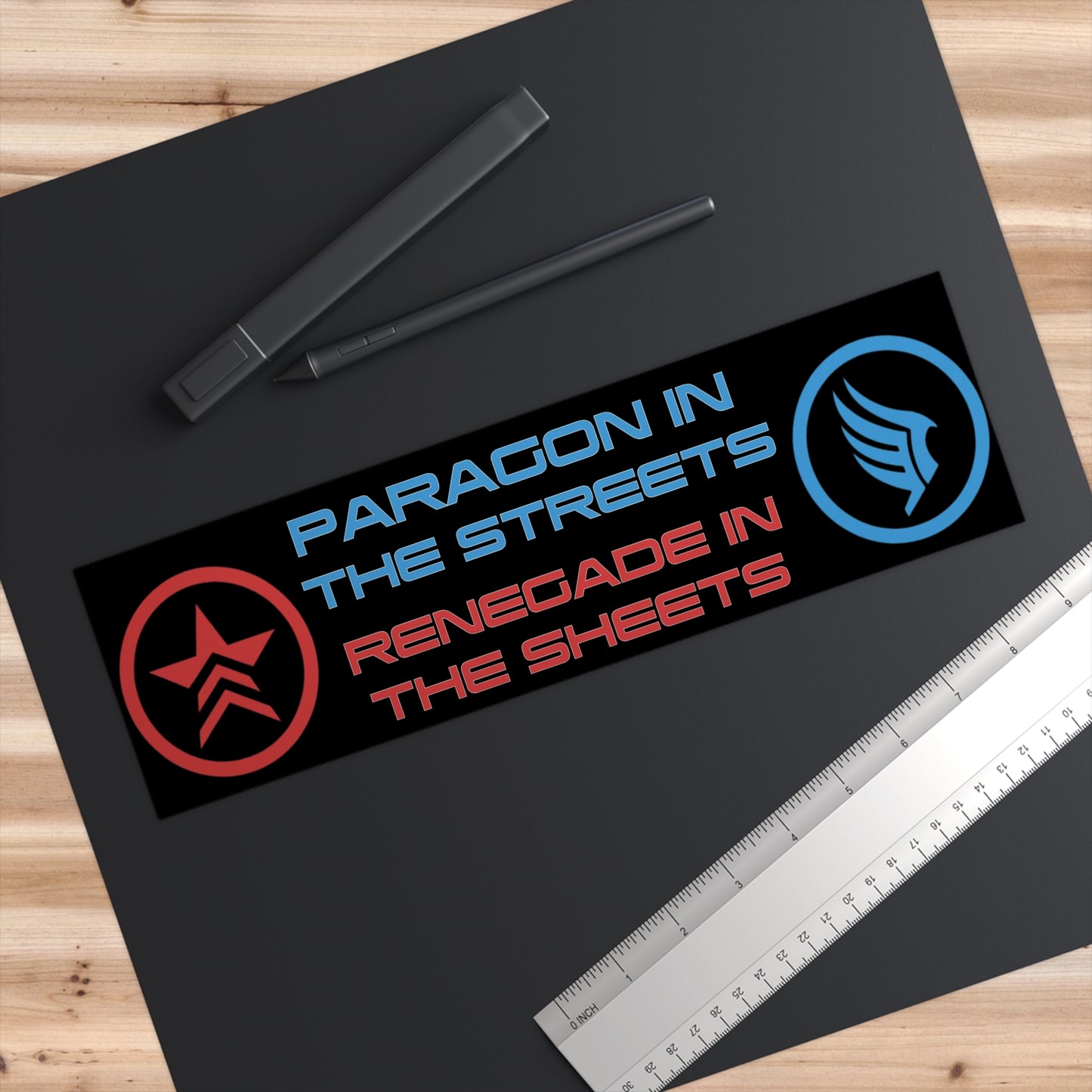 Paragon in the Streets, Renegade in the Sheets – Funny Mass Effect Bumper Sticker, Gamer Car Decal, Spicy Geek Gift