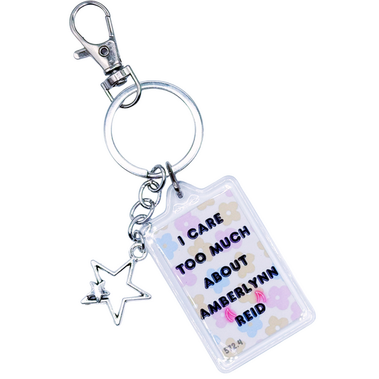 I Care Too Much About Amberlynn Reid - Gorlworld Inspired Keychain | Niche YouTube Fan Gift | Cute Aesthetic Floral Charm Accessory